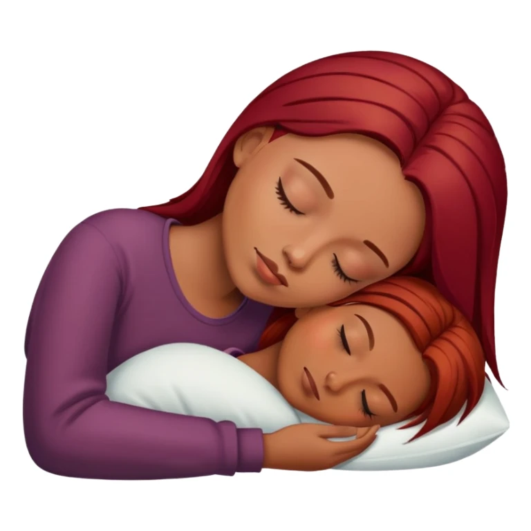 brown woman with straight dark red hair sleeping  sticker