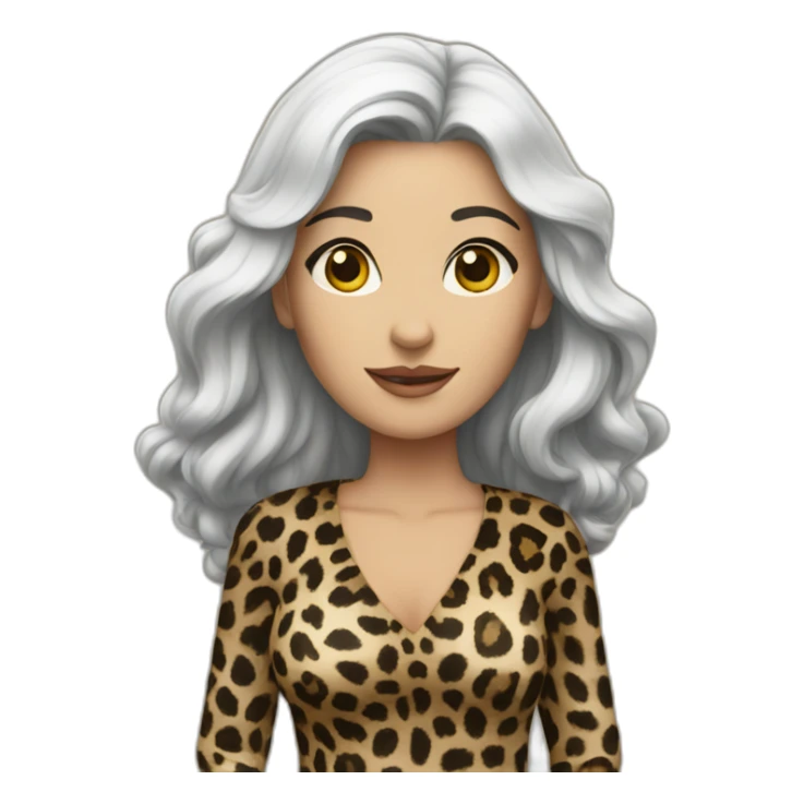 white dark-haired woman dressed in leopard sticker