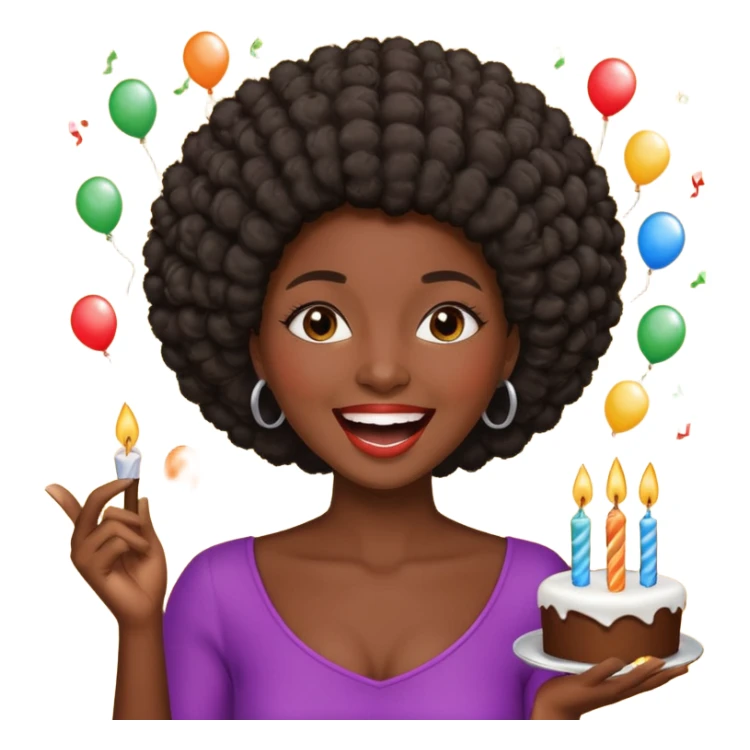 Classic mustang dark women with short Afro sing happy birthday sticker