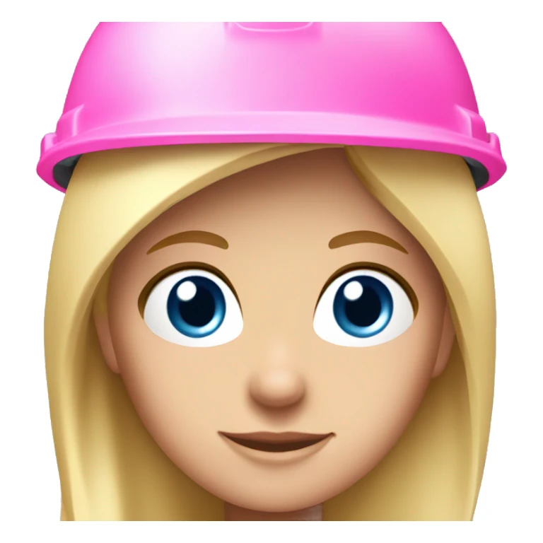 blonde girl blue eyes in a pink construction material helmet sticker
