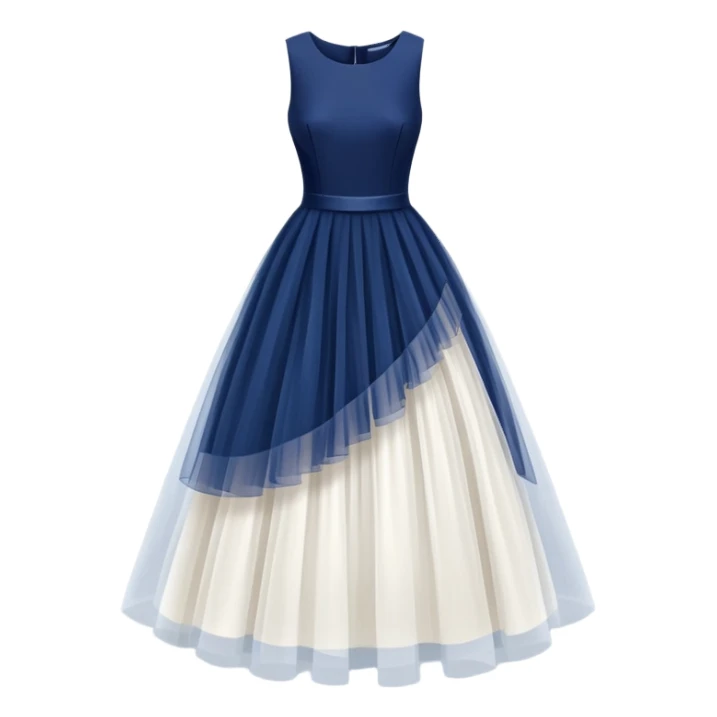 isolated Navy blue dress with tulle skirt sticker