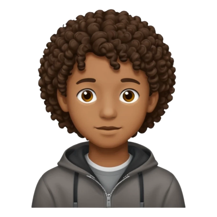 Black 15 year old boy with curly brown hair sticker
