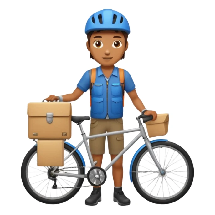 Bike courier with messenger box sticker