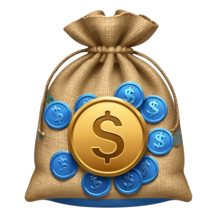 money bag on top of blue coins sticker