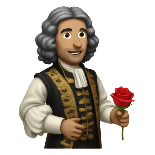 Molière holding a rose in his hand sticker