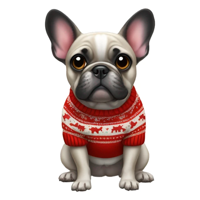 french bulldog wearing christmas sweater   sticker