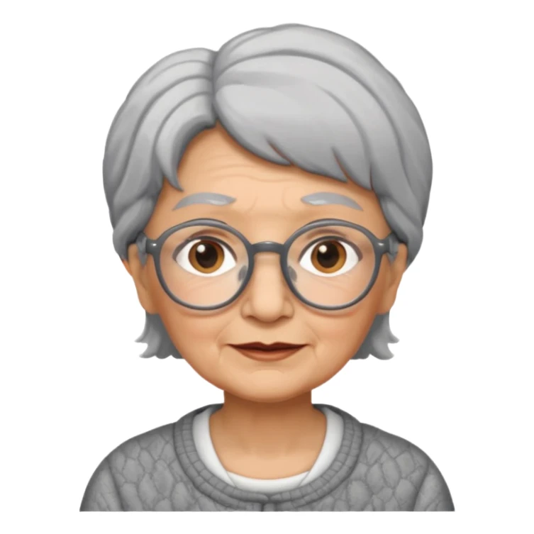 grandmother with glasses and gray hair, grizzle half body sticker
