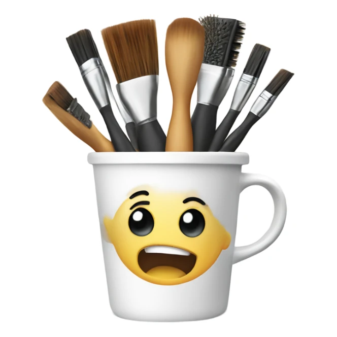 Realistic hair brushes in a white cup holder sticker