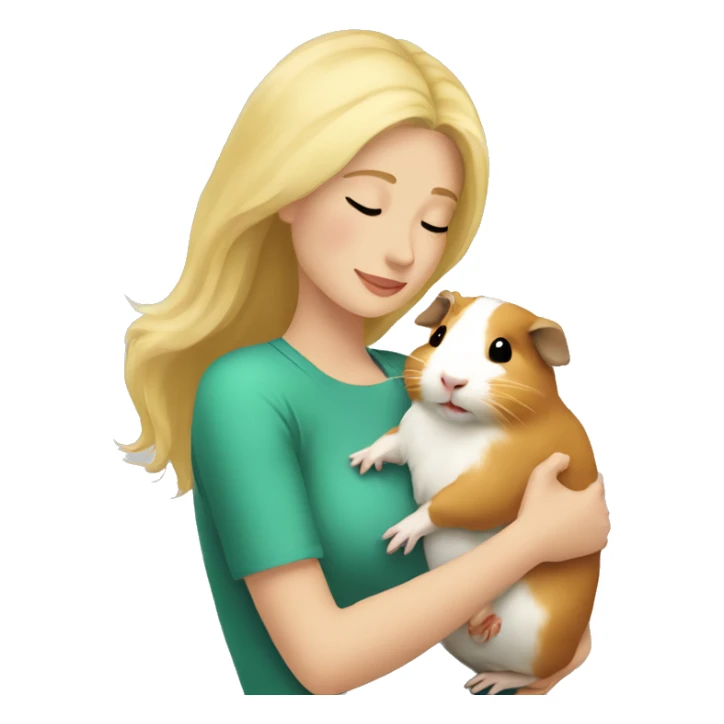 Blonde Woman hugging a guineapig sticker