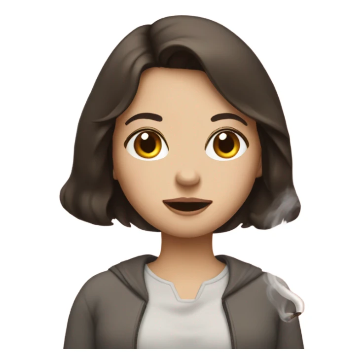 Brunette girl with heart and smoking sticker