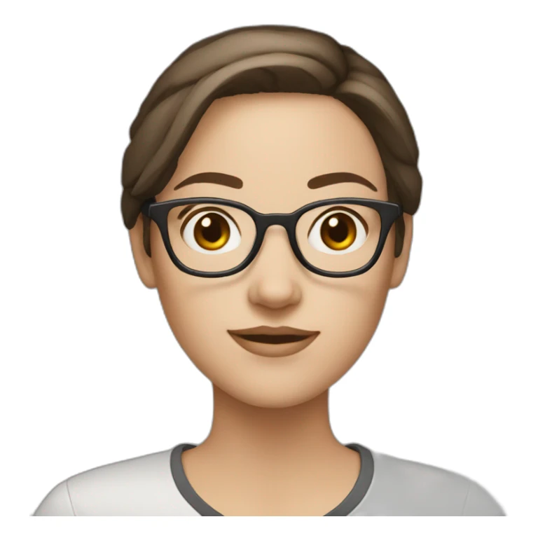 White girl with glasses straight brune mid-short hair sticker