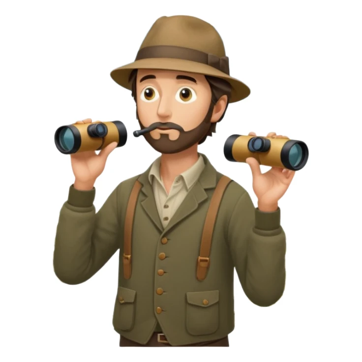 henry David thoreau full body looking up  birdwatching with binoculars sticker