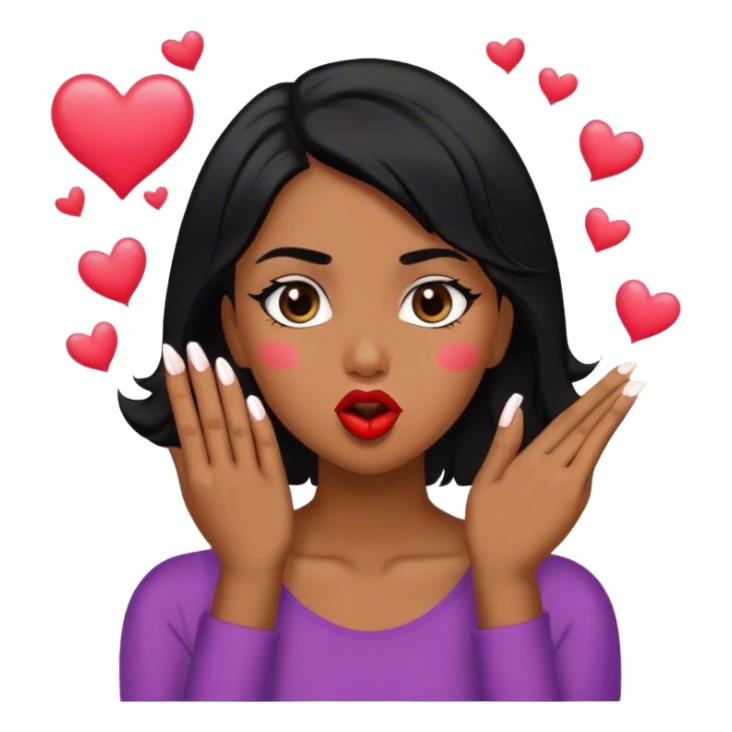 Mulher morena cabelos negros mandando beijos  sticker