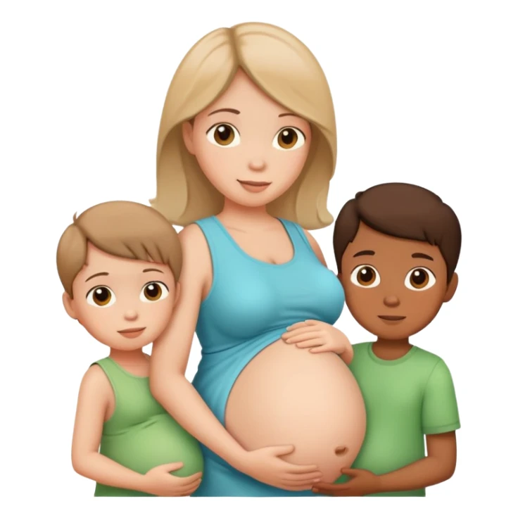 A pregnant woman with two childrens  sticker