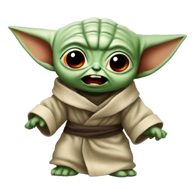 Baby Yoda screams in terrible anger. His whole face is red with rage. sticker