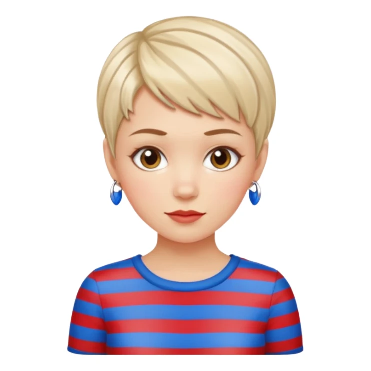 white girl pixie cut red and blue shirt sticker