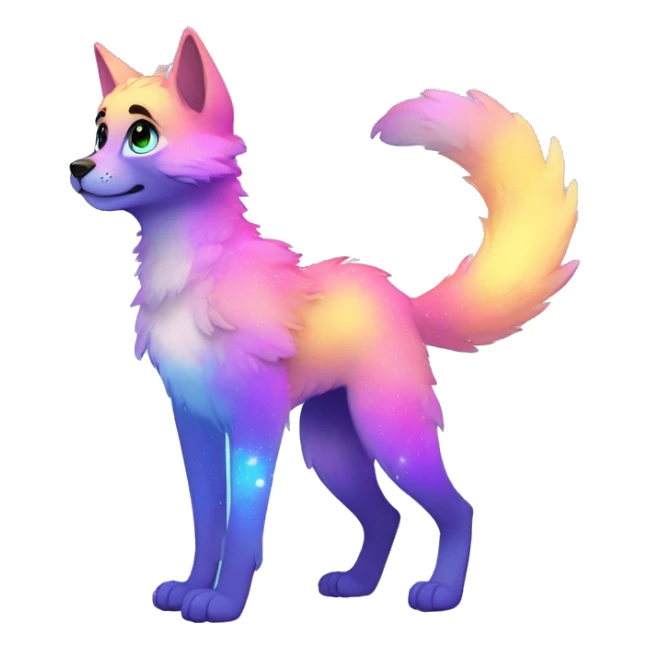 Colorful gradient-Sparkle-nebula-fursona anthropomorphic furry full body sticker