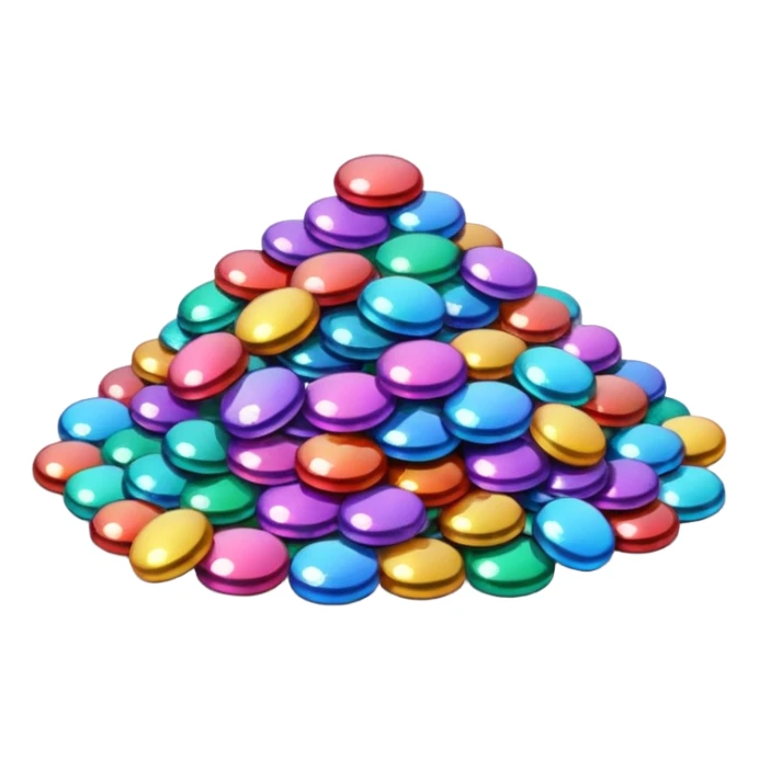  a pile of glitter with sparkling highlights. Rounded, glossy, smooth, soft shadows, white background.

 sticker