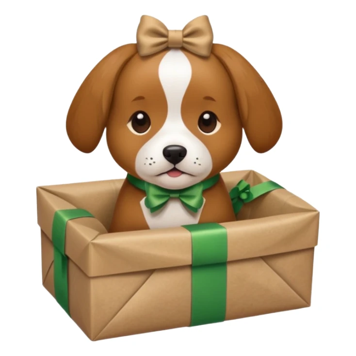 Dog in wrapped paper new yaer  sticker