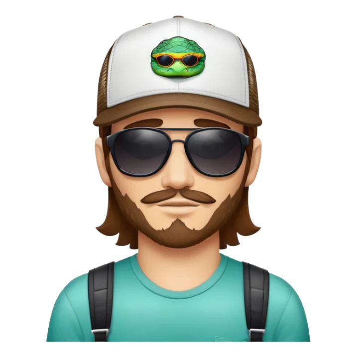 guy with brown hair, trucker hat, and Pit Viper sunglasses sticker