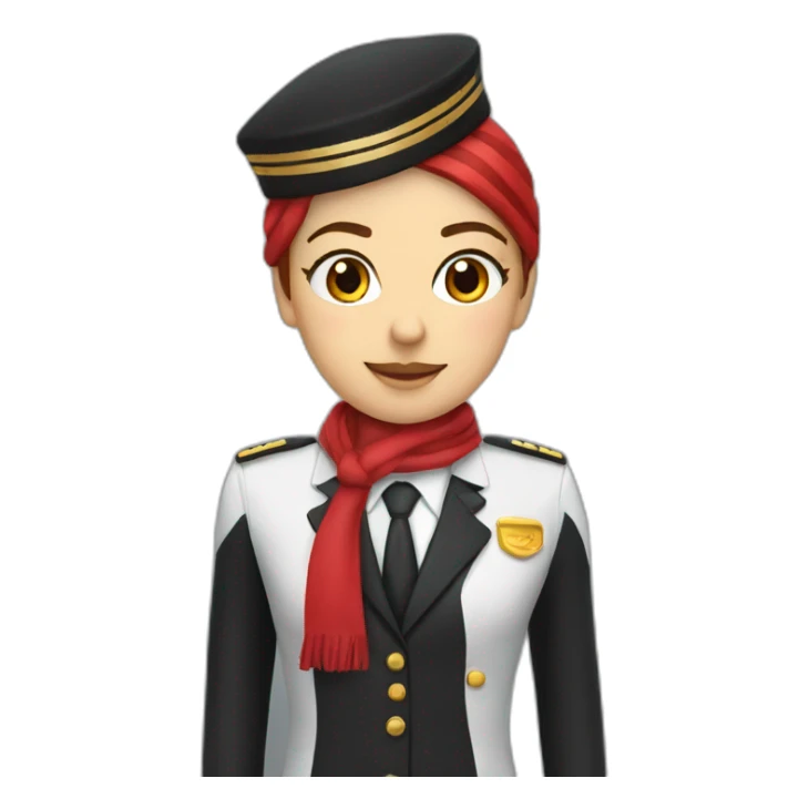 cabin crew in black suit and red scarf sticker