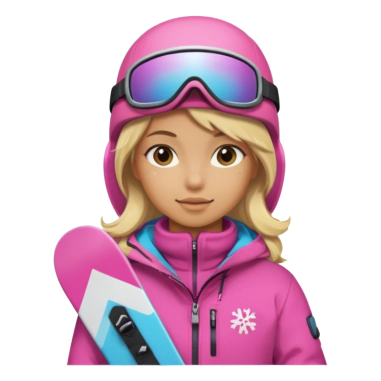 A snowboarder girl in a pink kosume blonde sticker