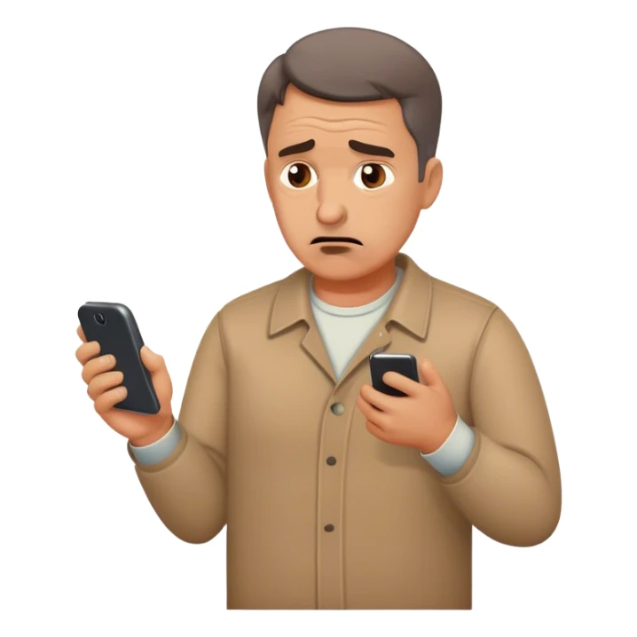 upset middle aged man with phone in hand sticker