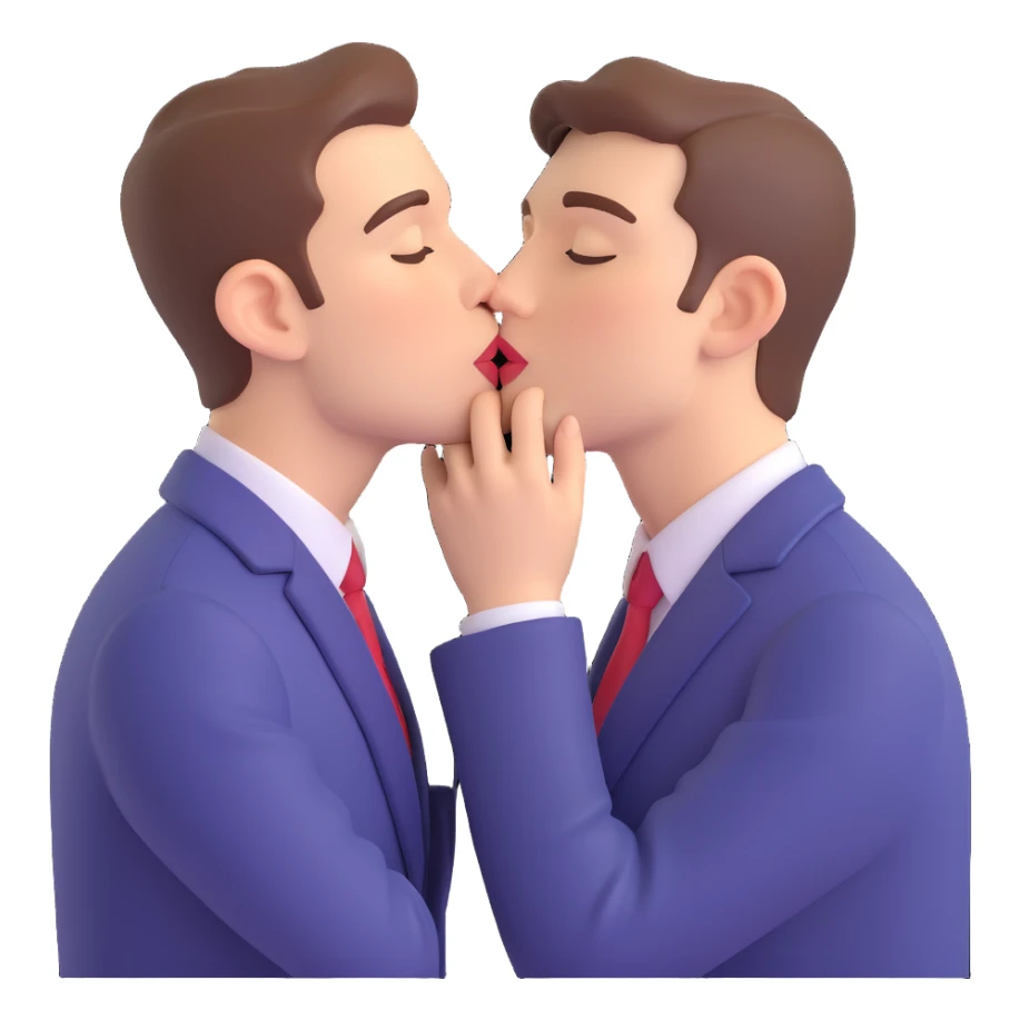 two men kissing each other on the cheek sticker