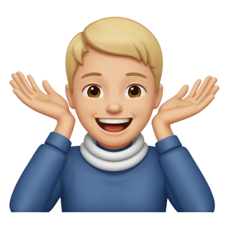 A person laughing with their hands around neck chocking sticker