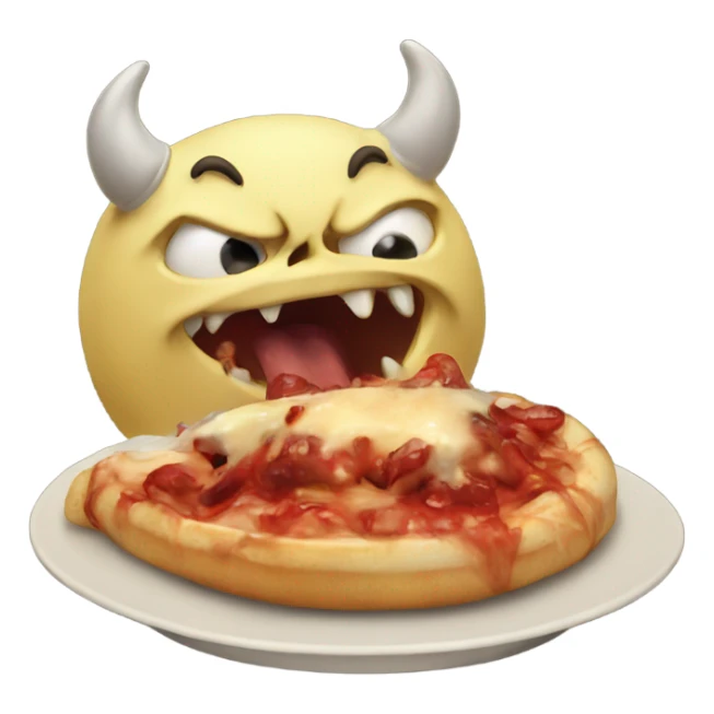 hungry demon eating nothing but really hungry  sticker