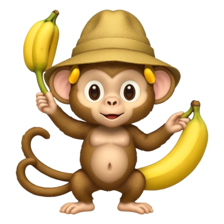 monkey with banana and wearing hat sticker
