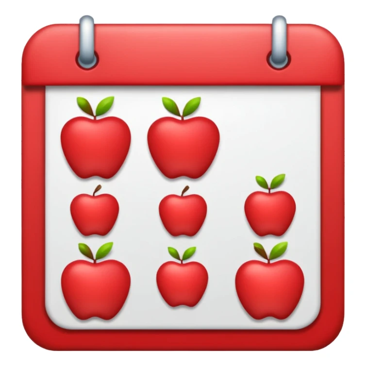 calendar icon, Apple emoji style, no text or numbers, only shapes sticker