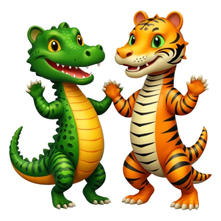 Alligator qui danse avec un tigre  sticker