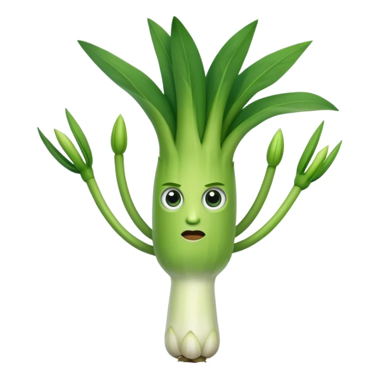 a leek with arms and eyes sticker