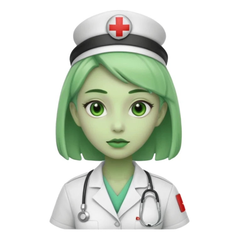 young aliens woman nurse sticker