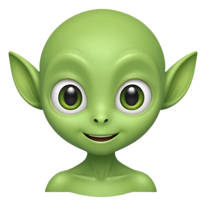 The face of a cute, bouncy green alien sticker
