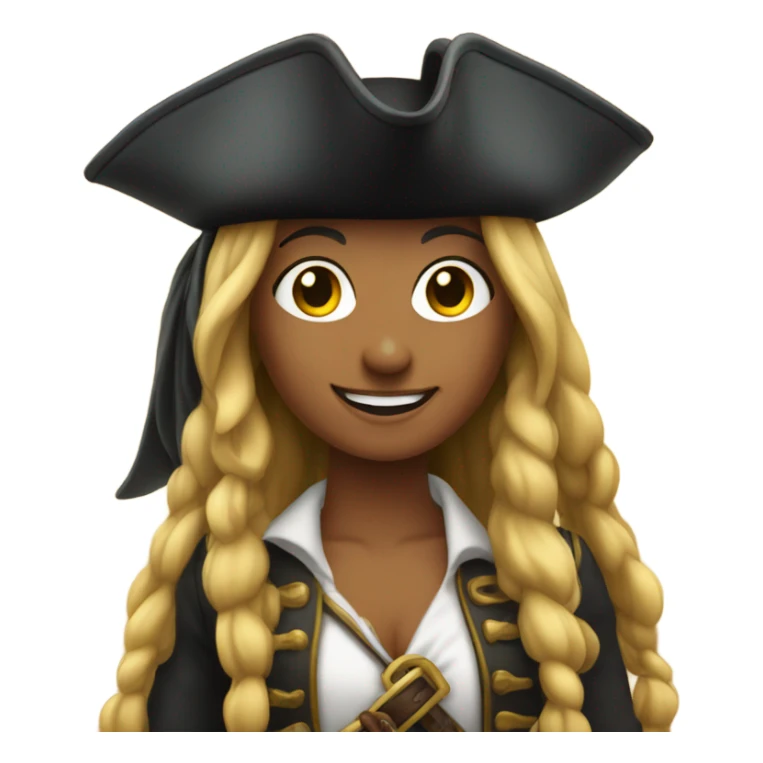 smiling woman with long hair as a pirate sticker