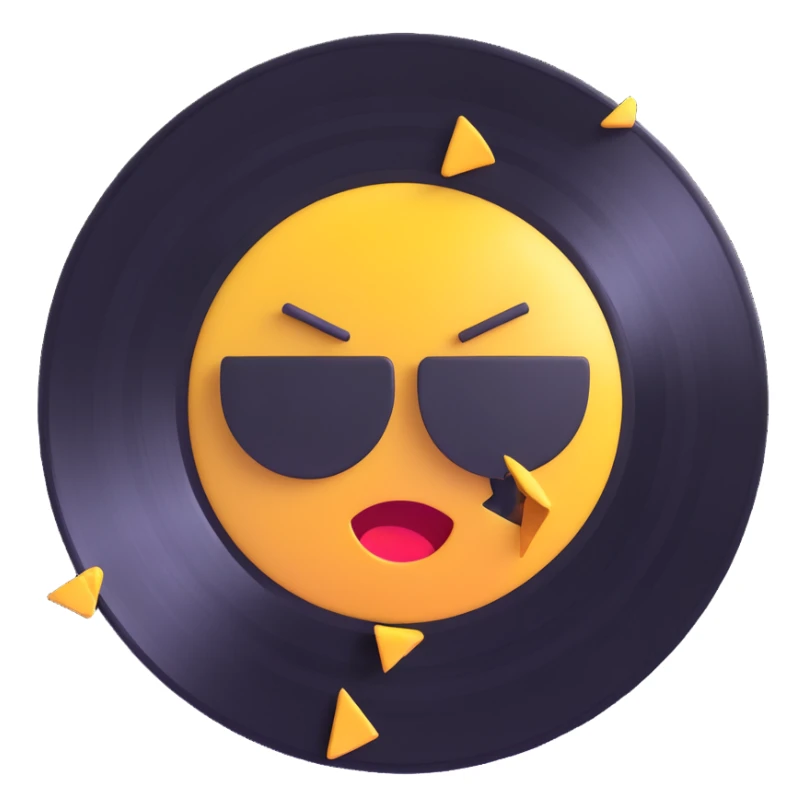shattered vinyl record, 3D emoji style sticker
