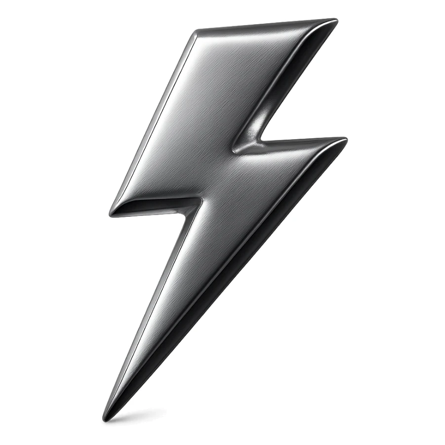 lightning bolt with shiny metallic chrome style, futuristic and reflective sticker