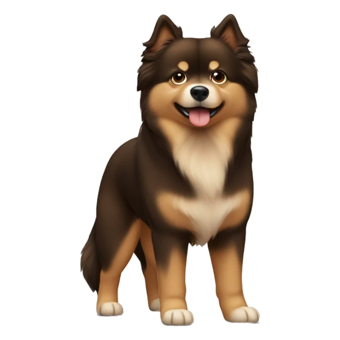 Finnish Lapphund Brown and light brown standing up his nose and face are spotted with dark brown.  sticker