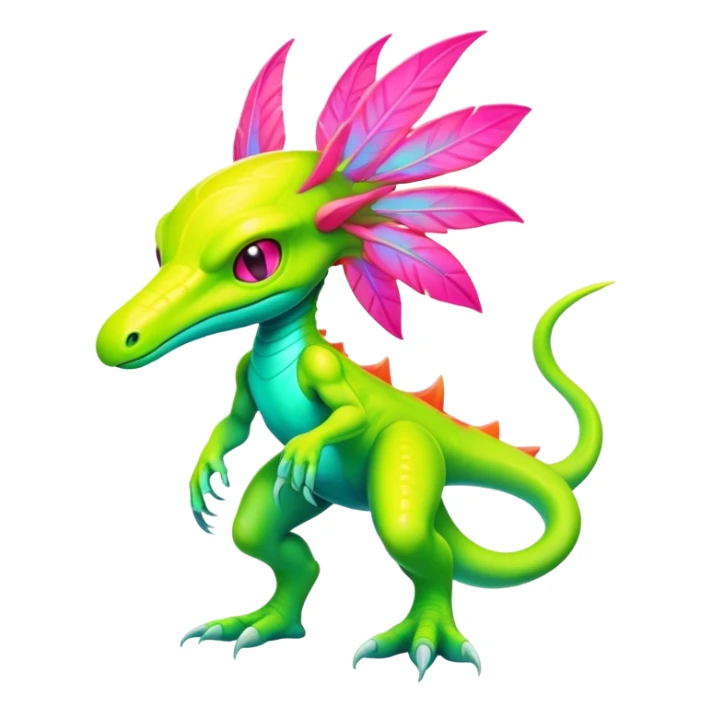 Tropical futuristic lush neon Fionbri-Vernid-creature (full body) sticker
