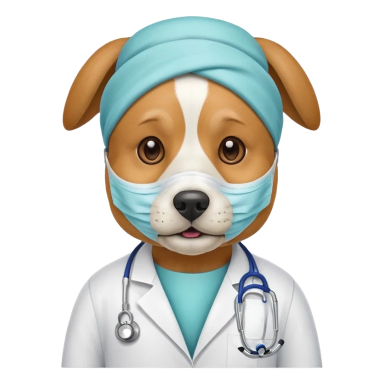 doctor dog wearing medical mask sticker