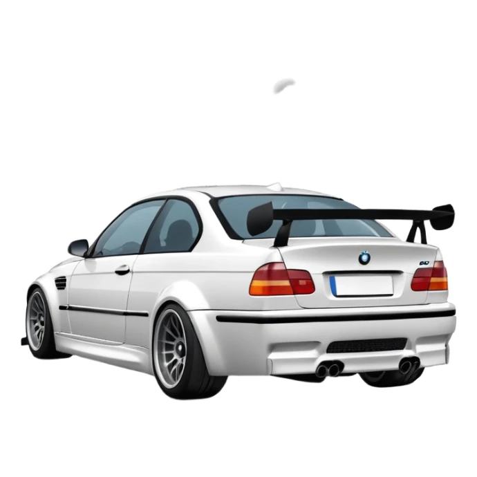 bmw m3 e46  drifting, smoke is coming from the rear, and it's visible from behind. sticker