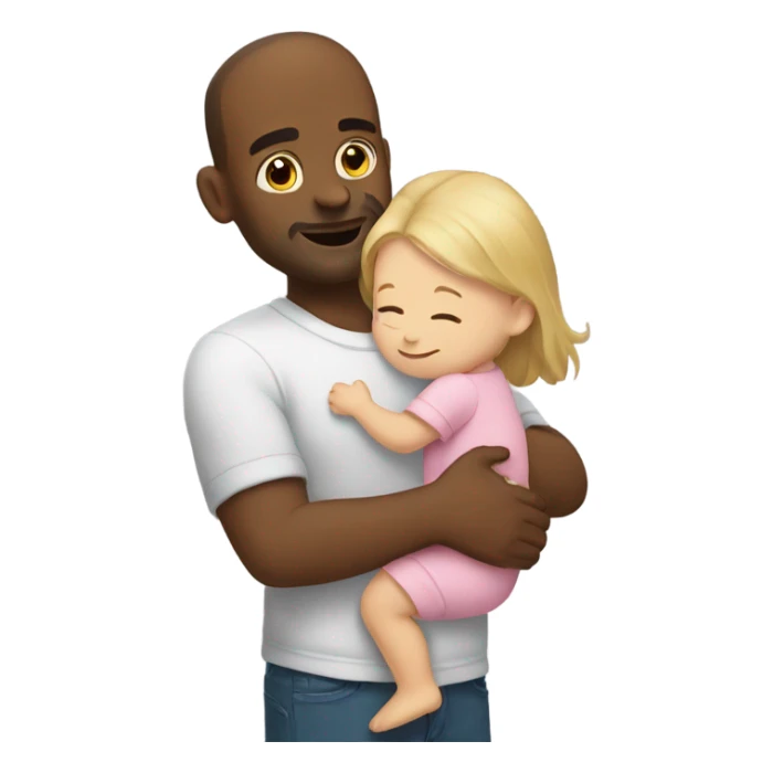 White Dad hugging baby girl sticker