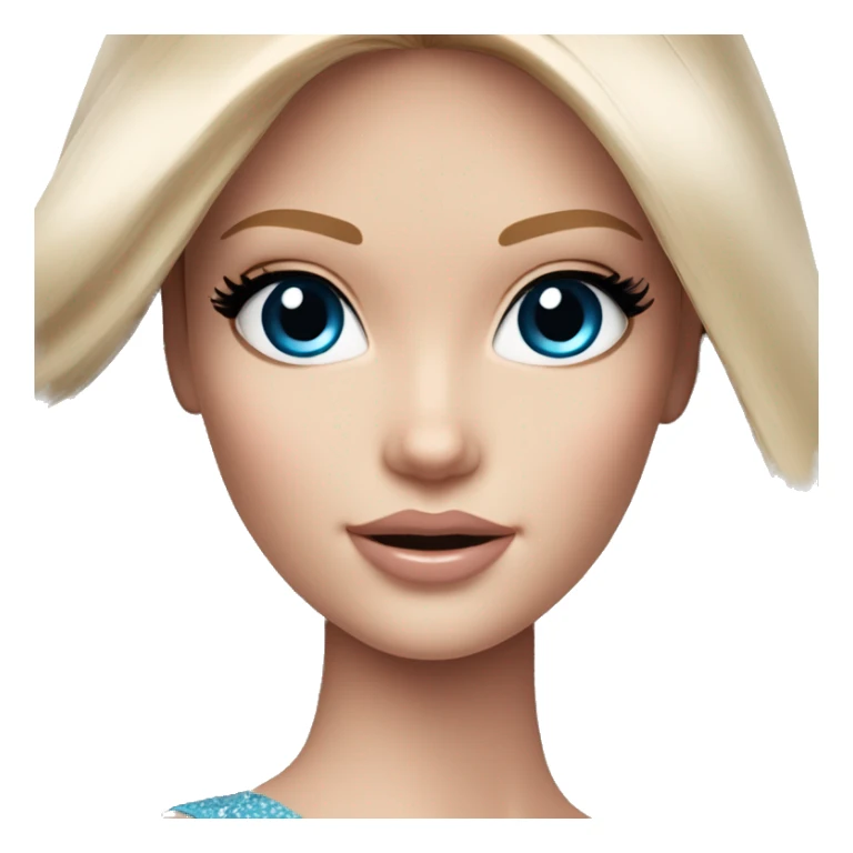 Extra glam barbie with blue eyes, pale skin, brown long hair  sticker