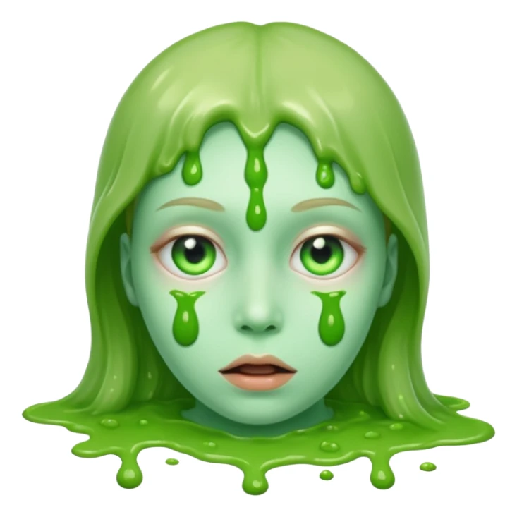 Teaching green slime creepy face and glowing white eyes sticker