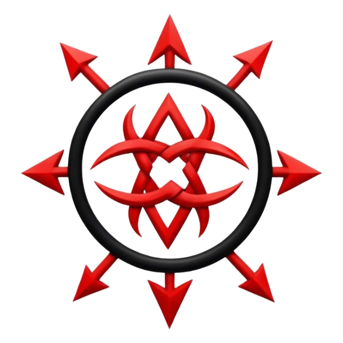 red and black chaos dark symbol sticker