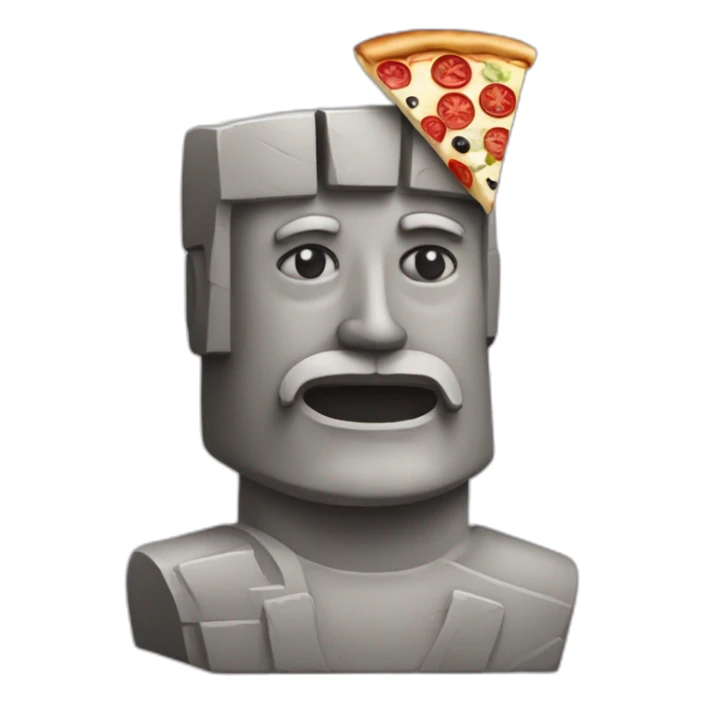 Statue moai avec une pizza et une moustache italienne sticker