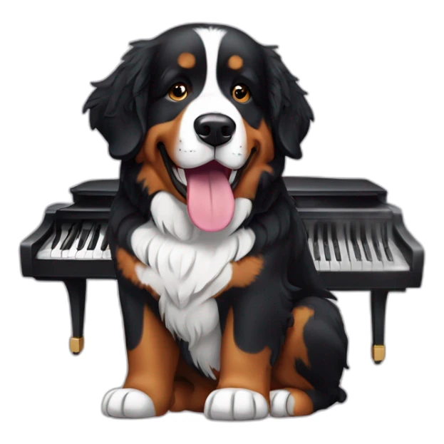 bernese mountain dog playng piano sticker