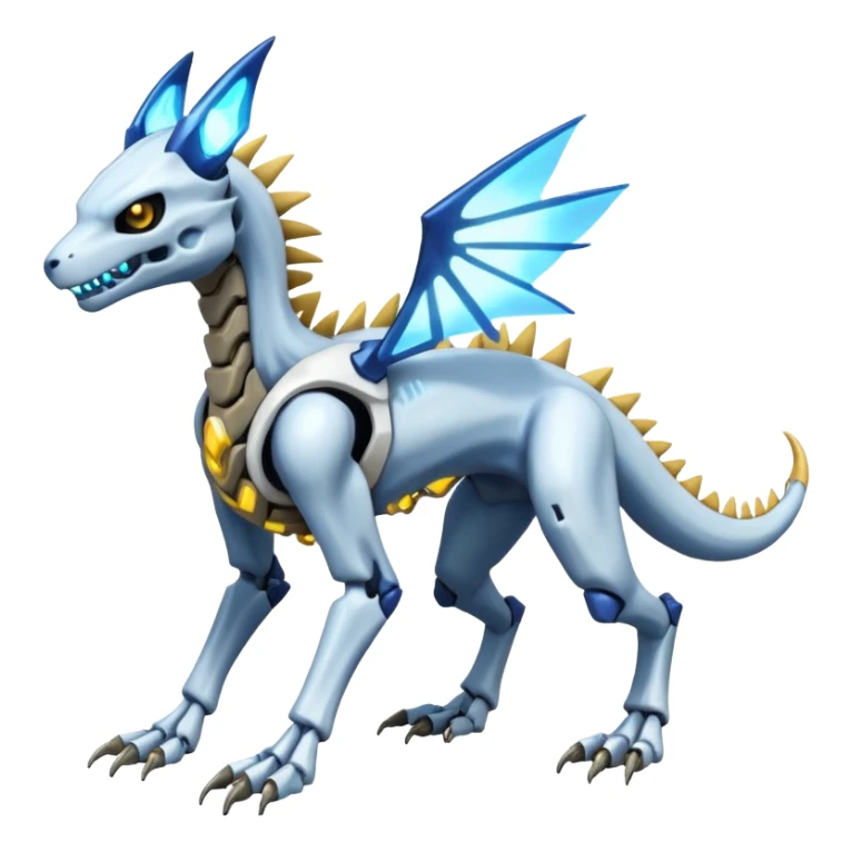 futuristic Skeleton-Cyborg-Reshiram-Manectric-Electrike-Salandit-Cubone-Umbreon-Marowak-Draco-Fakémon-hybrid-creature (full body), 4 legs sticker